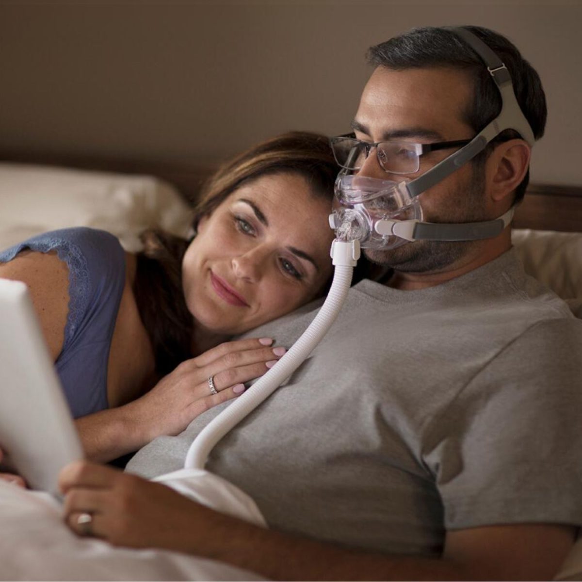 Amara View Full Face CPAP Mask worn in bed | Intus Healthcare
